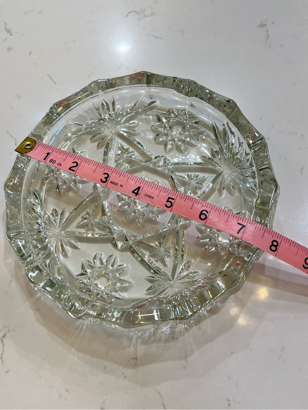 Vintage Anchor Hocking Star of David Clear Glass Ashtray Trinket Dish - Picture 4 of 5